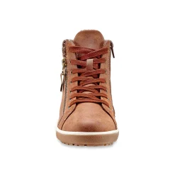 Gevoerde sneakers met hoge schacht, enkelrand in tricot