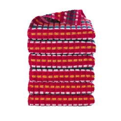 Handdoek in badstof, groot formaat, met rode fond - Sets
