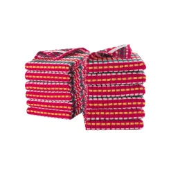 Handdoek in badstof, groot formaat, met rode fond - Sets