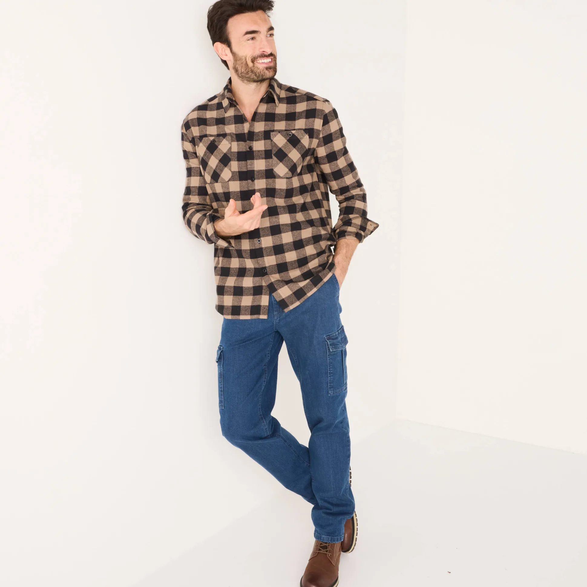 Hemd in flanel met Schotse ruiten