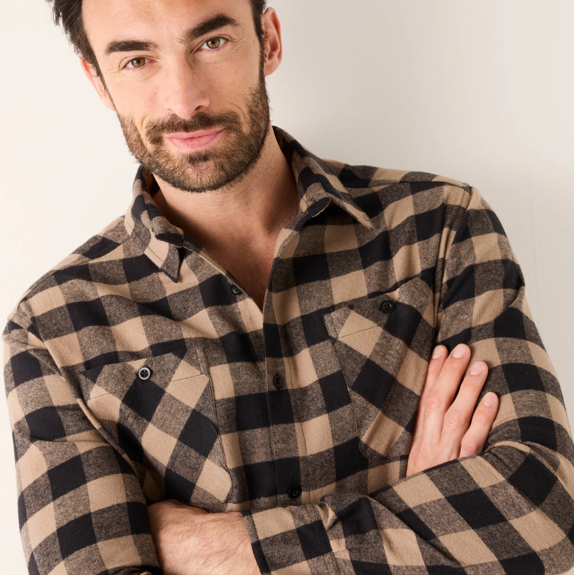 Hemd in flanel met Schotse ruiten