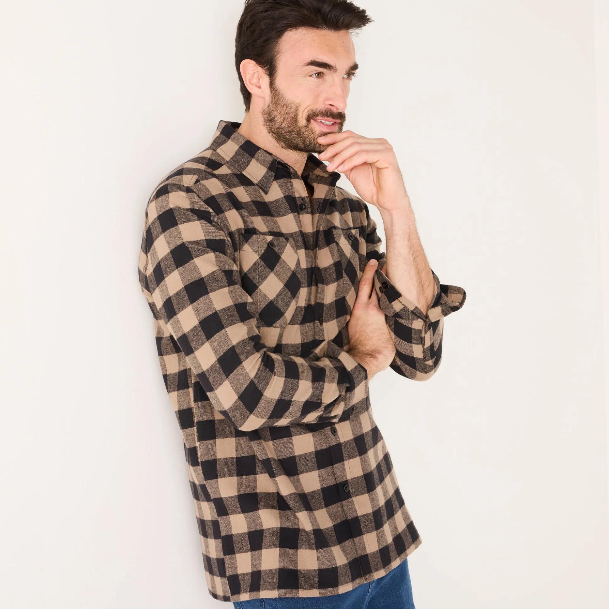 Hemd in flanel met Schotse ruiten