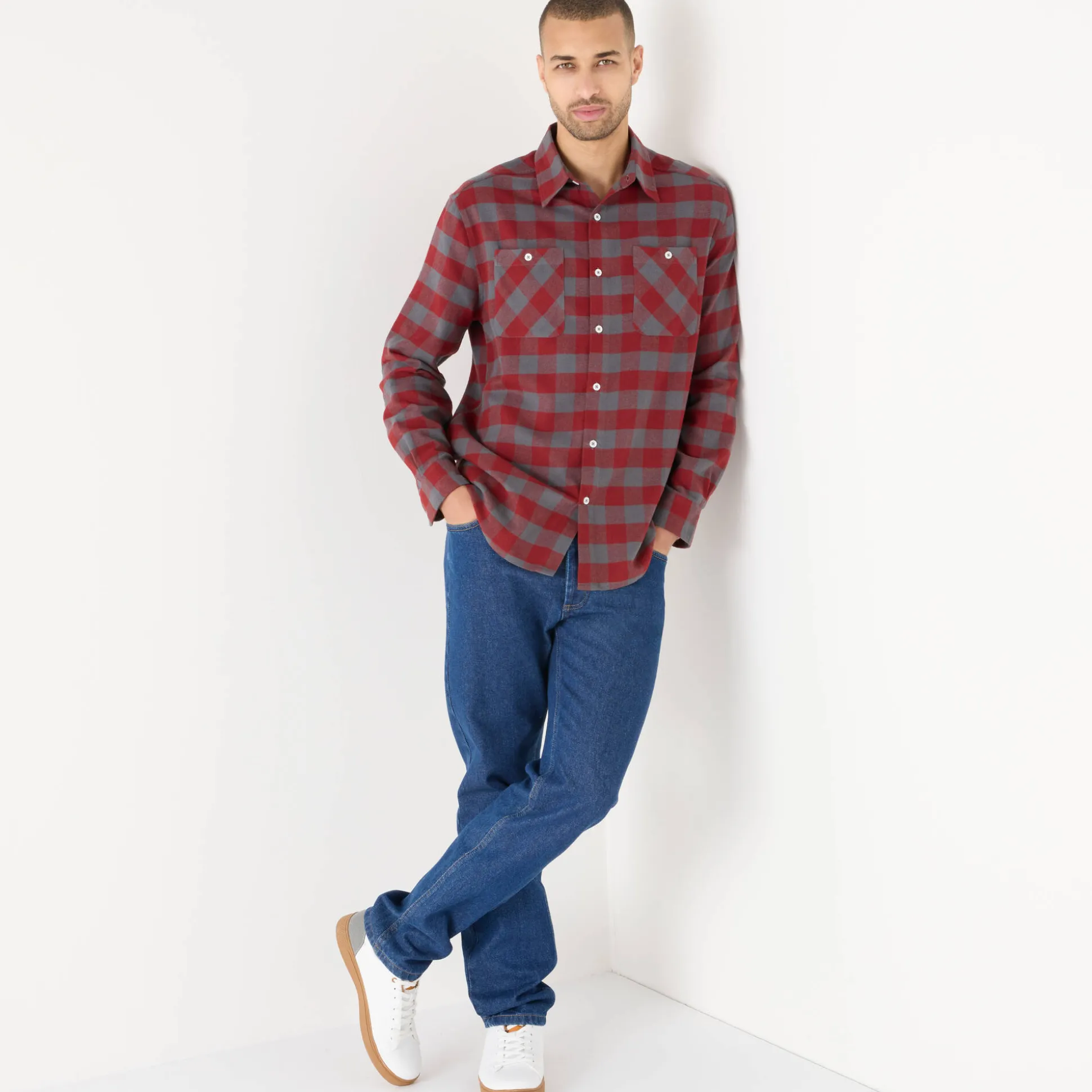 Hemd in flanel met Schotse ruiten