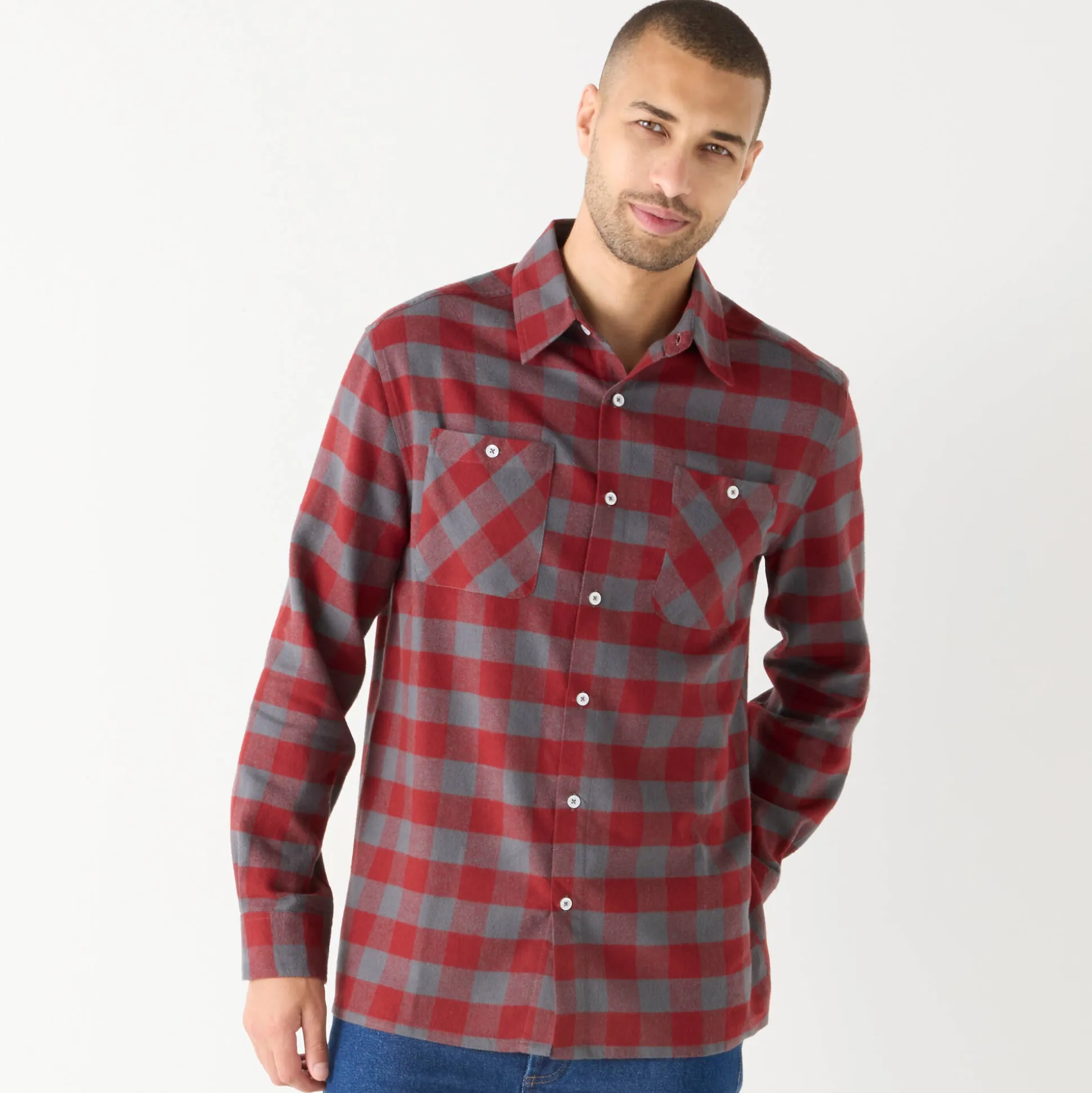 Hemd in flanel met Schotse ruiten