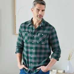 Hemd in flanel met Schotse ruiten