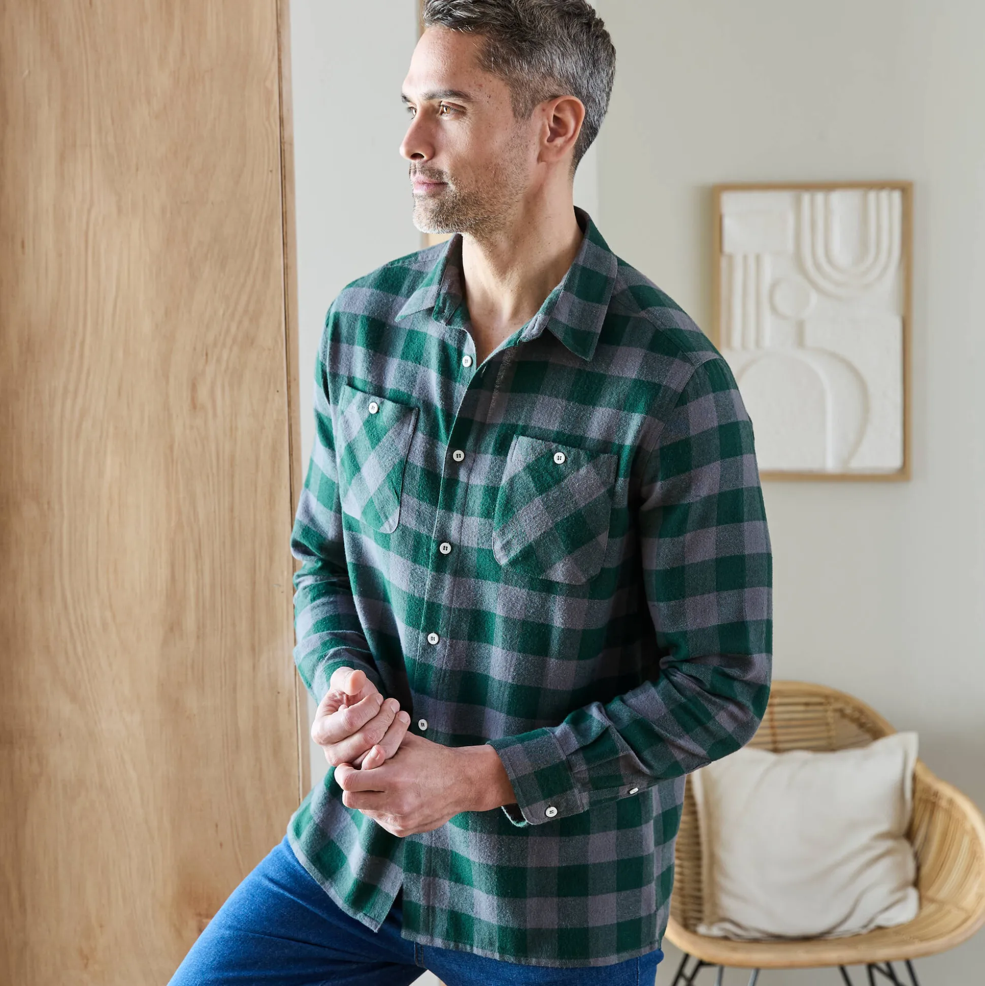Hemd in flanel met Schotse ruiten