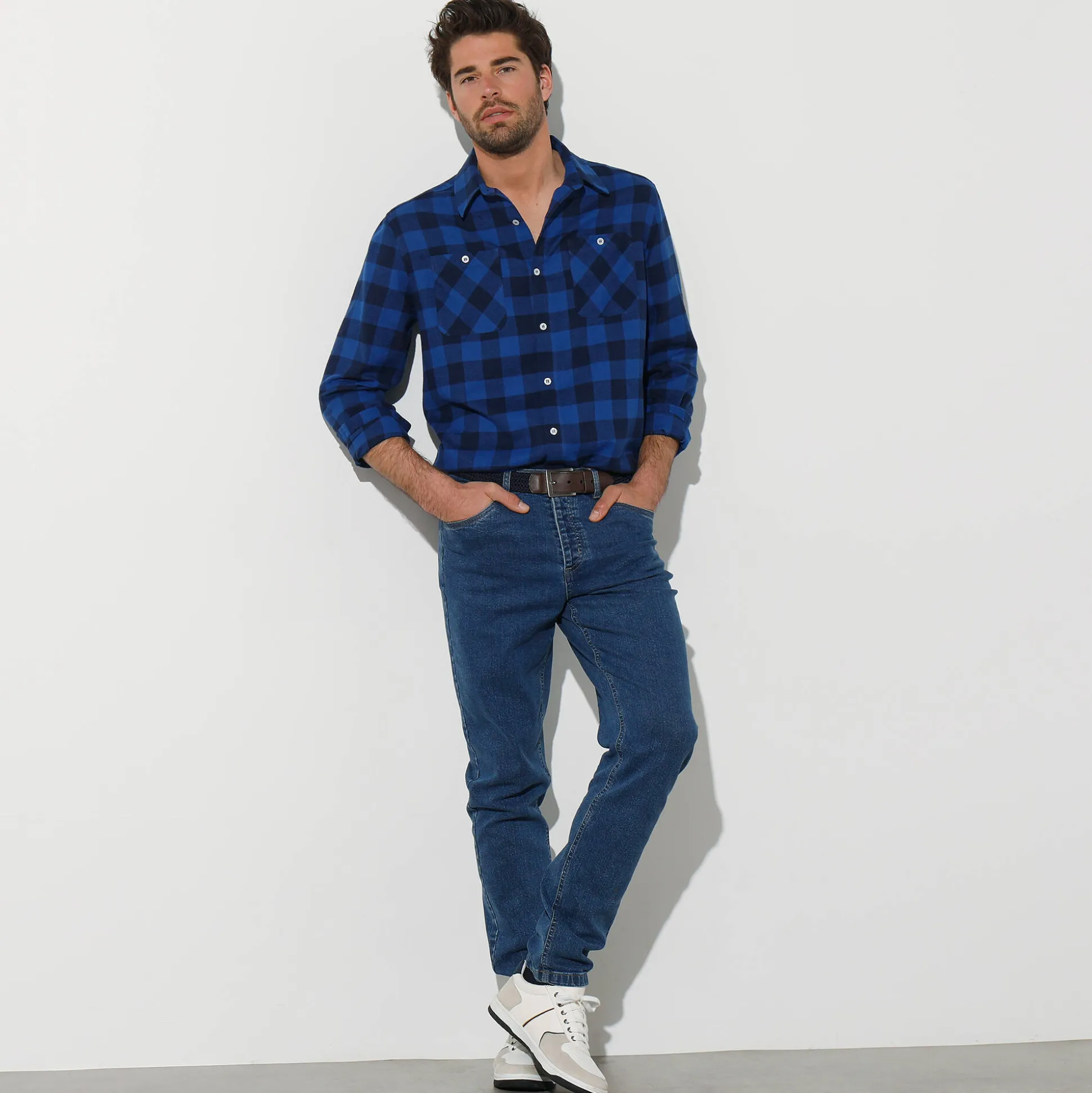 Hemd in flanel met Schotse ruiten