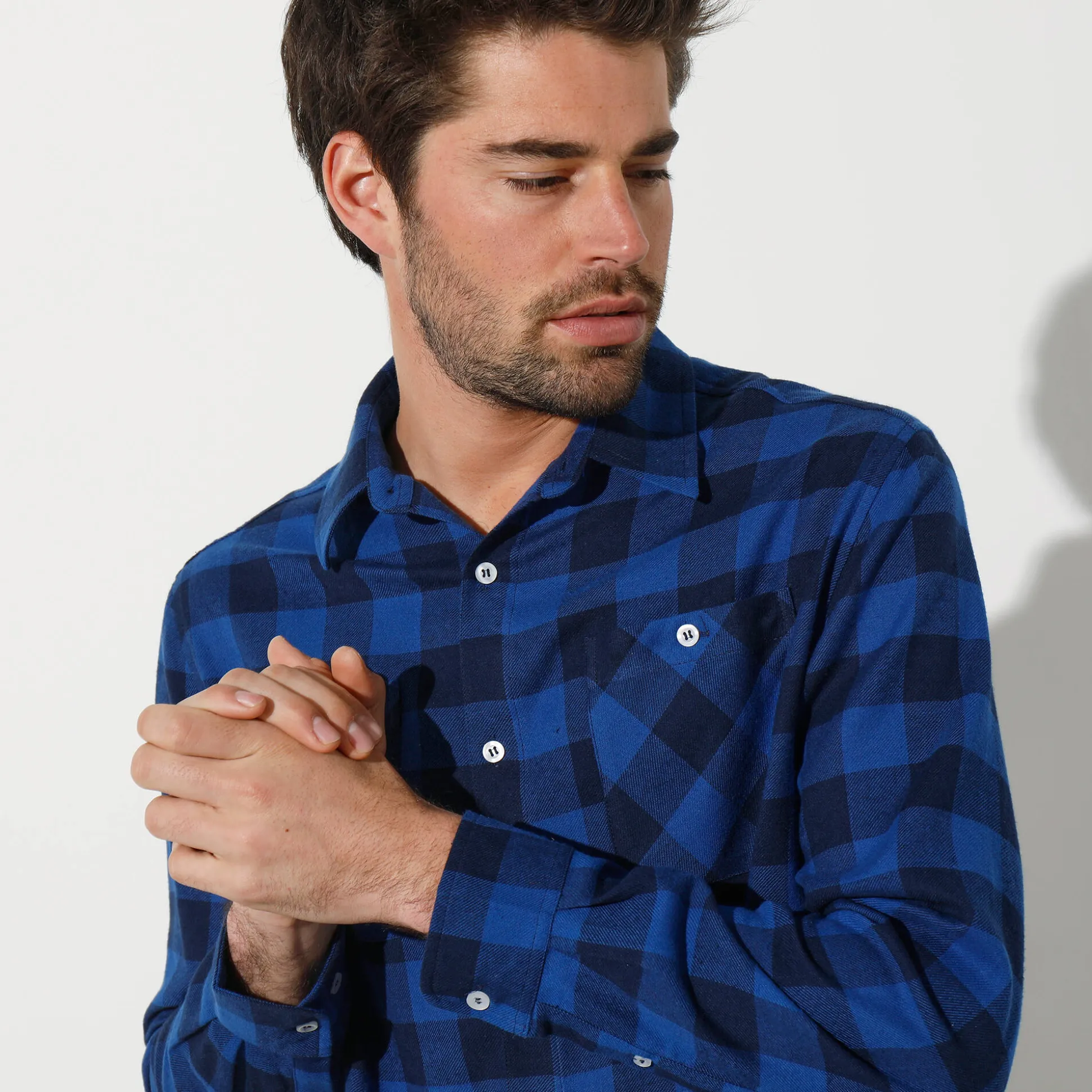 Hemd in flanel met Schotse ruiten