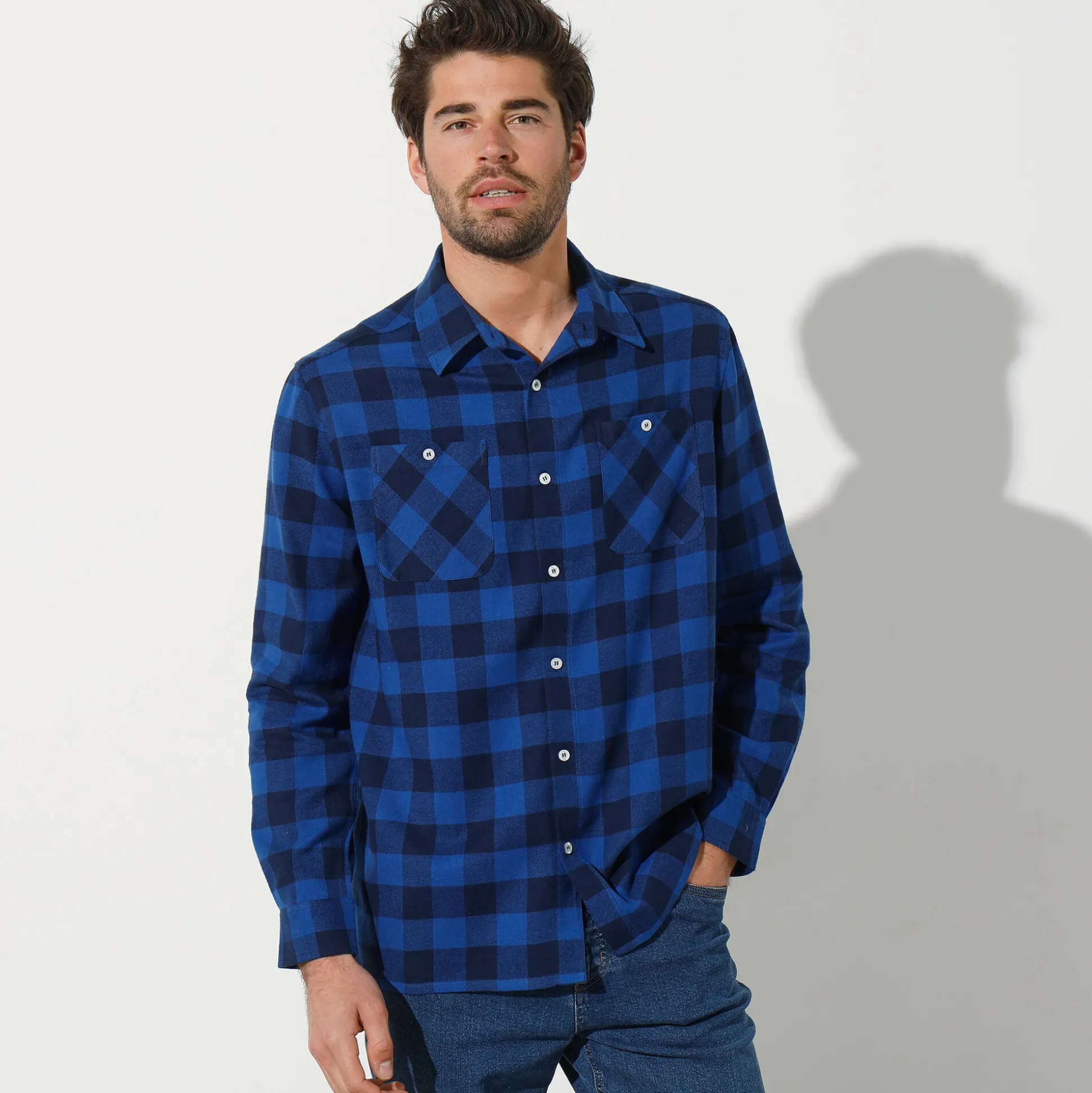 Hemd in flanel met Schotse ruiten