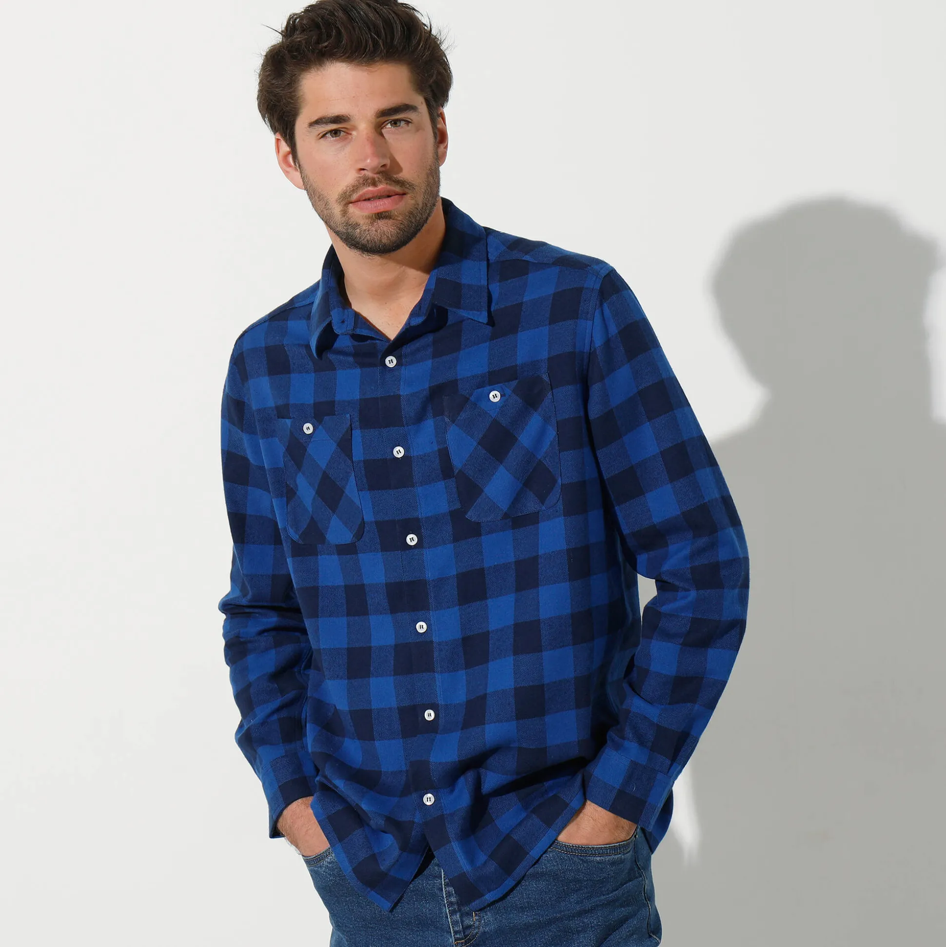 Hemd in flanel met Schotse ruiten