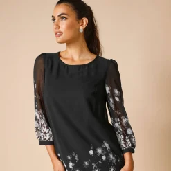 Hoesjurk, voile met bloemenprint