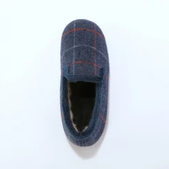 Hoge pantoffels met voering van overwegend wol, ruitenprint