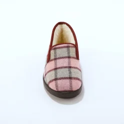 Hoge pantoffels met wolvoering, geruit motief