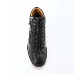 Hoge sneakers in soepel leer met kroko-effect en rits