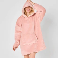 Hoodie-plaid in fleece met kap en sherpavoering