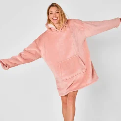 Hoodie-plaid in fleece met kap en sherpavoering