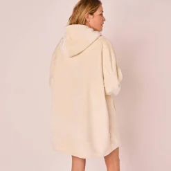 Hoodie-plaid in fleece met kap en sherpavoering