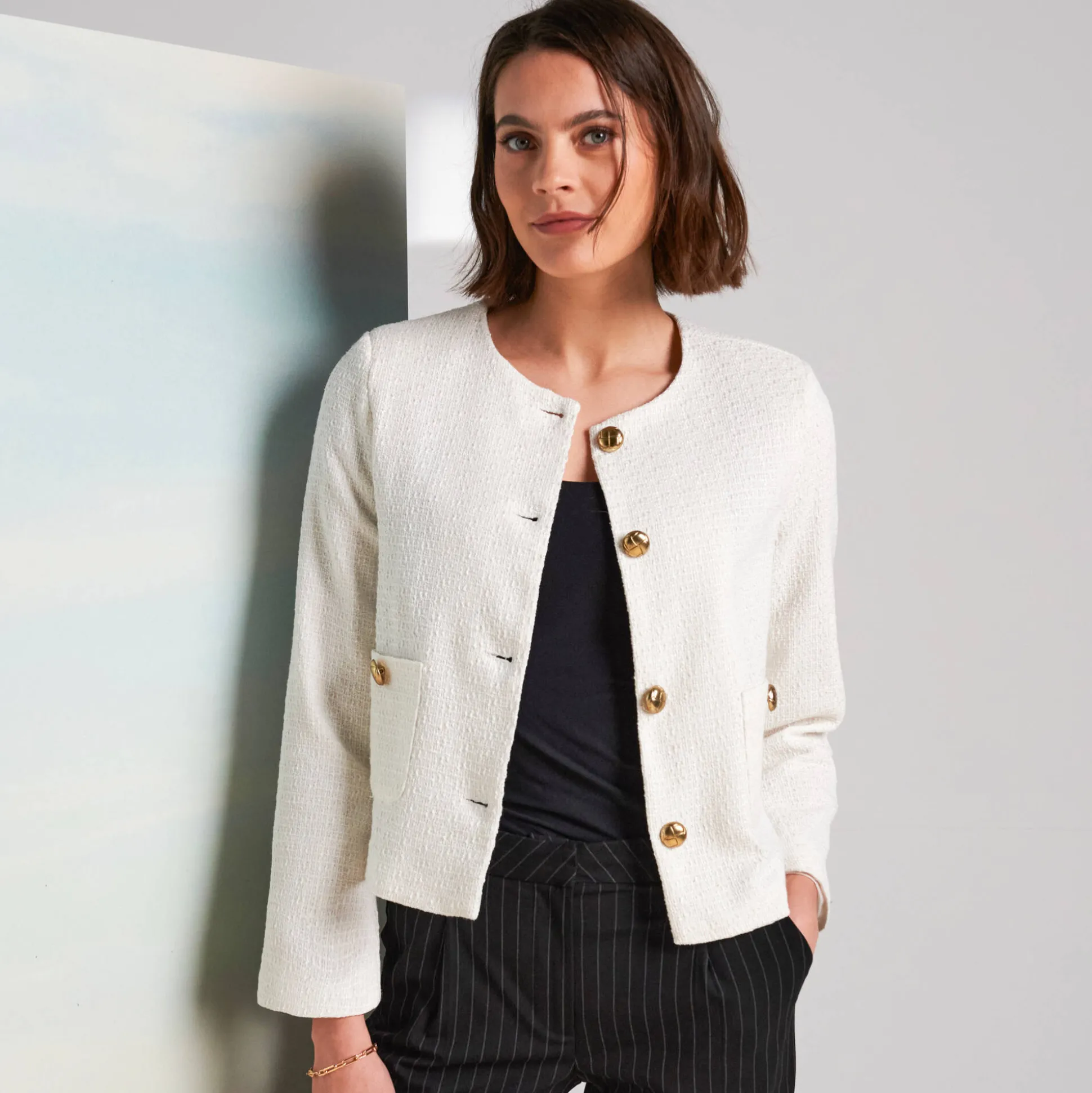 Jasje met knoopsluiting, tweed