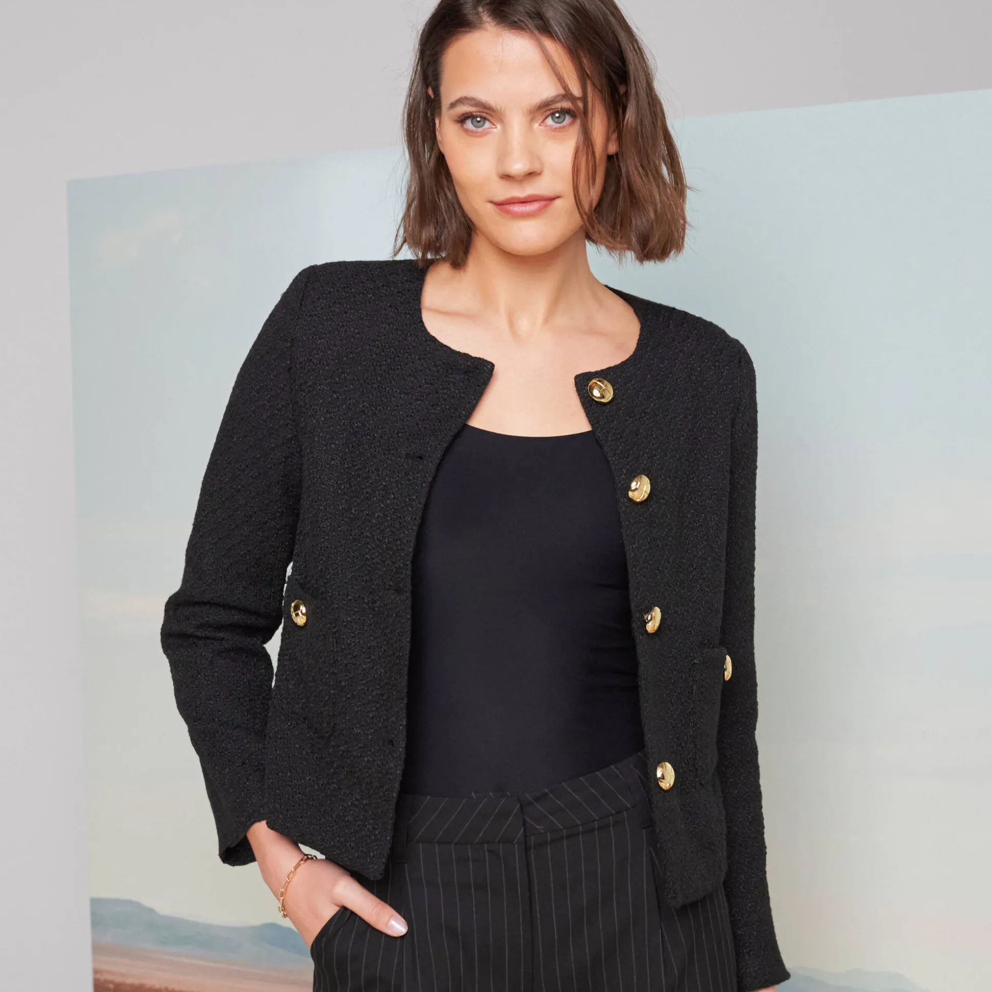 Jasje met knoopsluiting, tweed