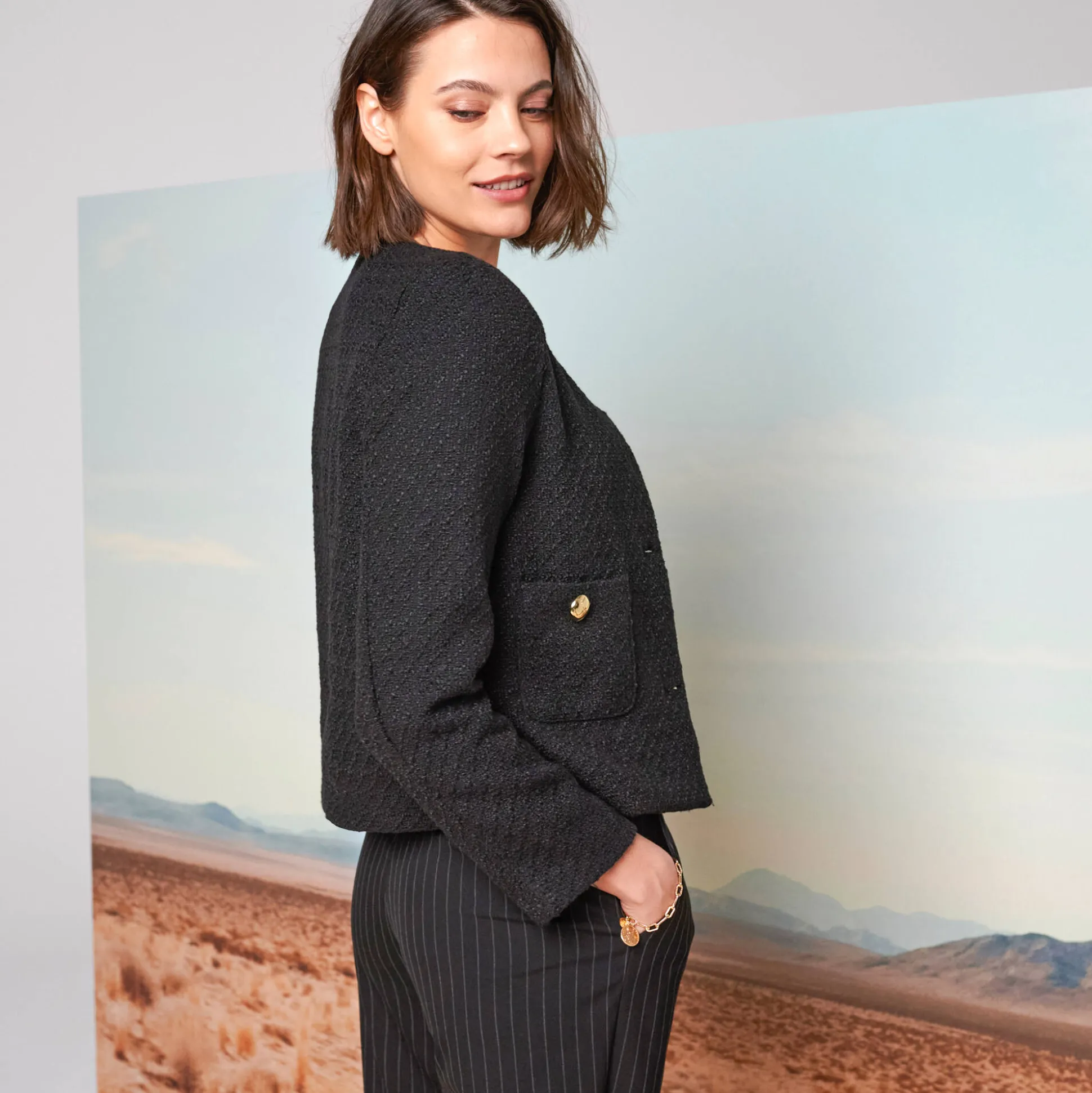 Jasje met knoopsluiting, tweed