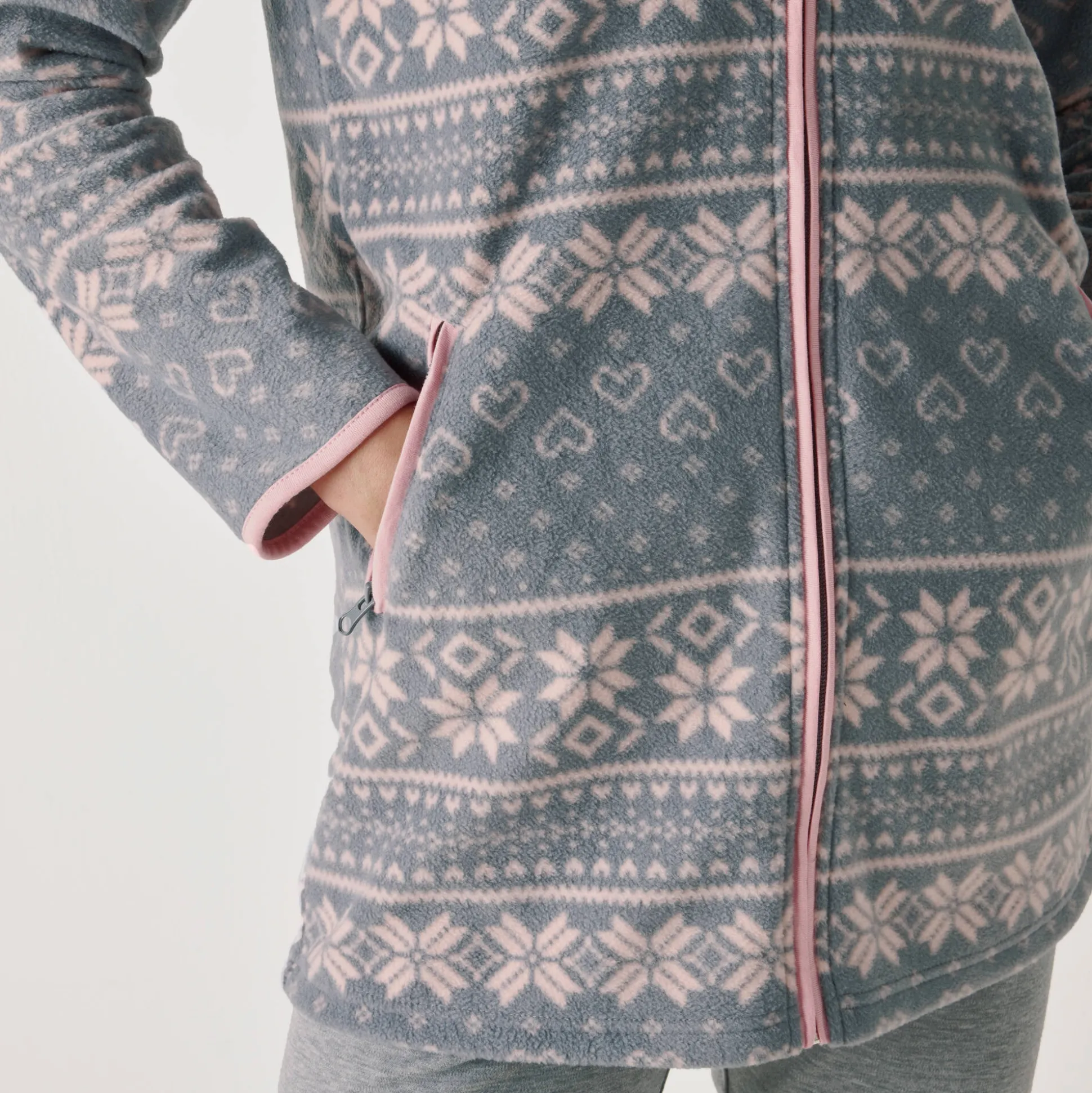 Jasje met rits, in bedrukte fleece