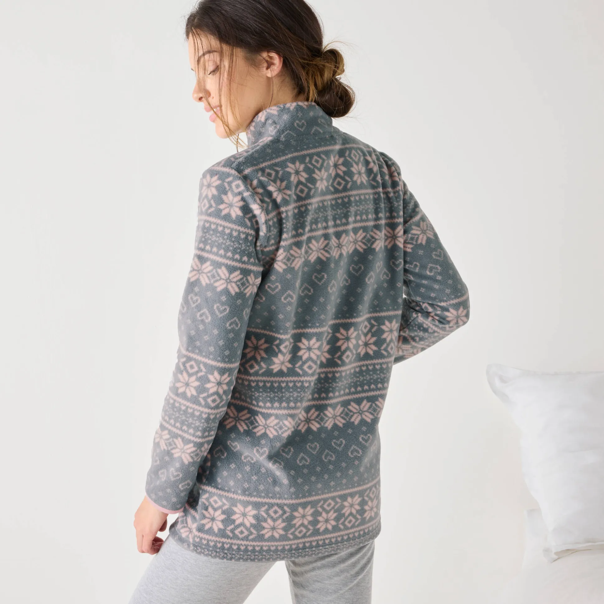 Jasje met rits, in bedrukte fleece