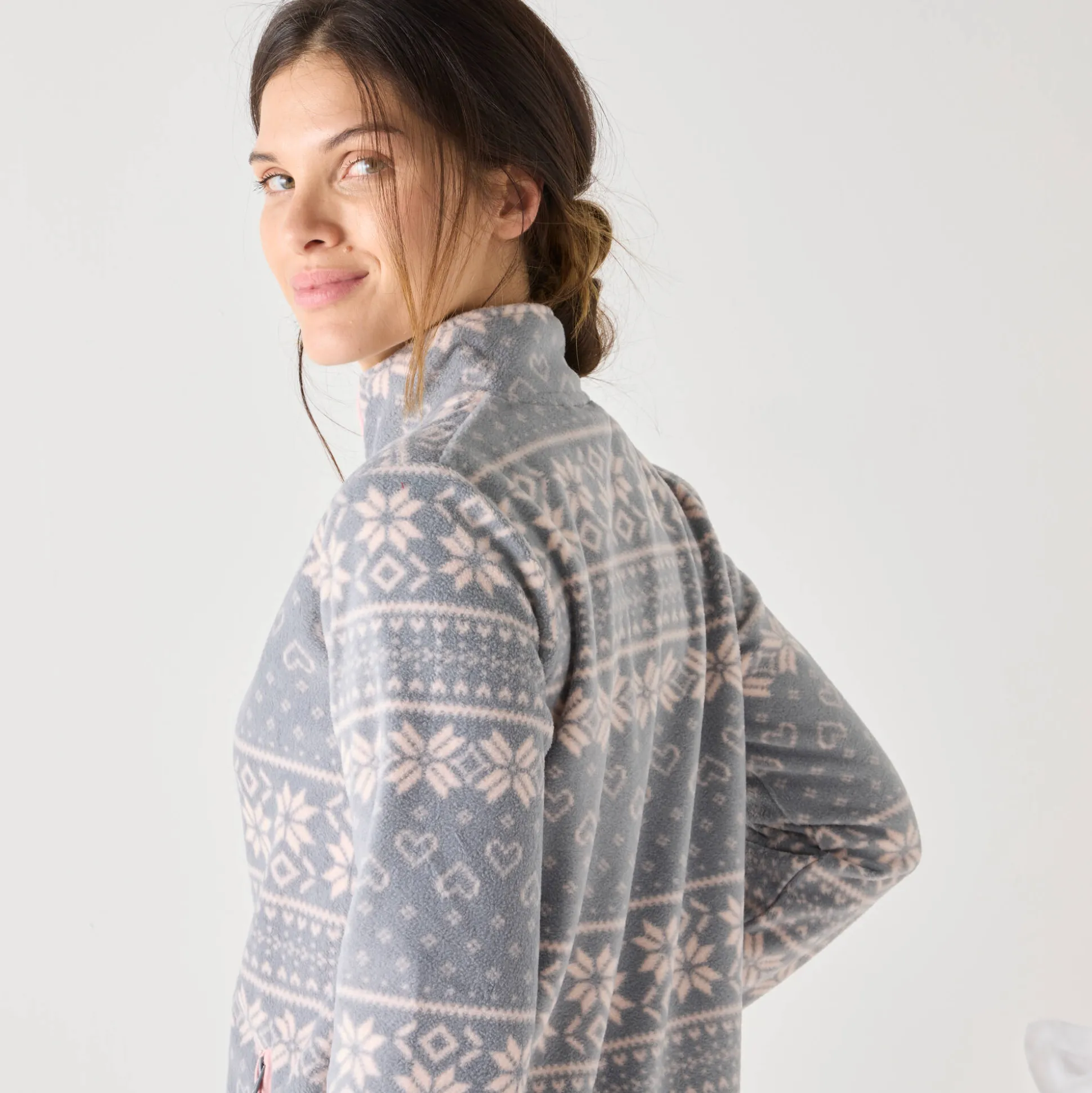 Jasje met rits, in bedrukte fleece