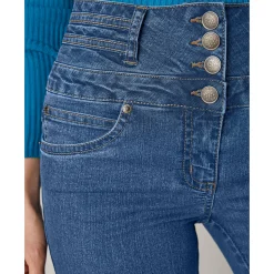Jeans in bootcutmodel met hoge taille - binnenpijplengte 75 cm