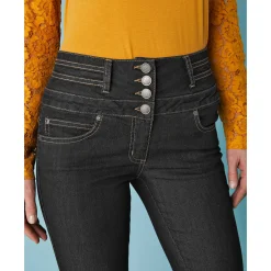 Jeans in bootcutmodel met hoge taille - binnenpijplengte 75 cm