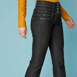Jeans in bootcutmodel met hoge taille - binnenpijplengte 75 cm