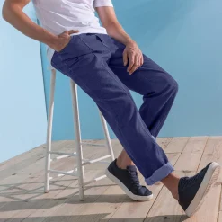 Jeans in lichte denim met elastische taille
