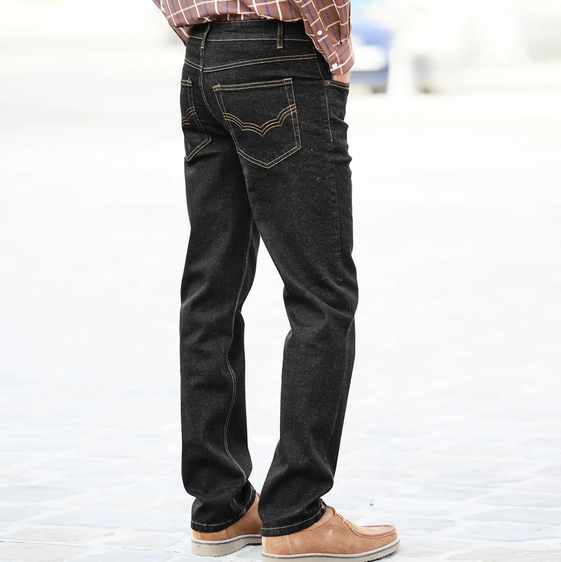 Jeans met 5 zakken in rekbaar katoen - binnenpijplengte 82 cm