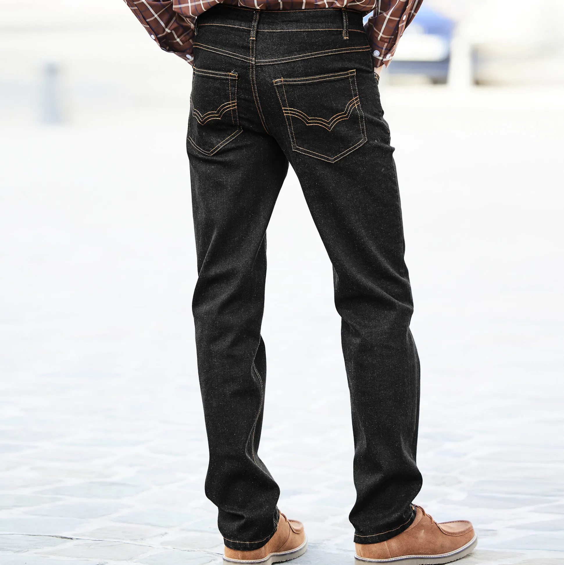 Jeans met 5 zakken in rekbaar katoen - binnenpijplengte 82 cm