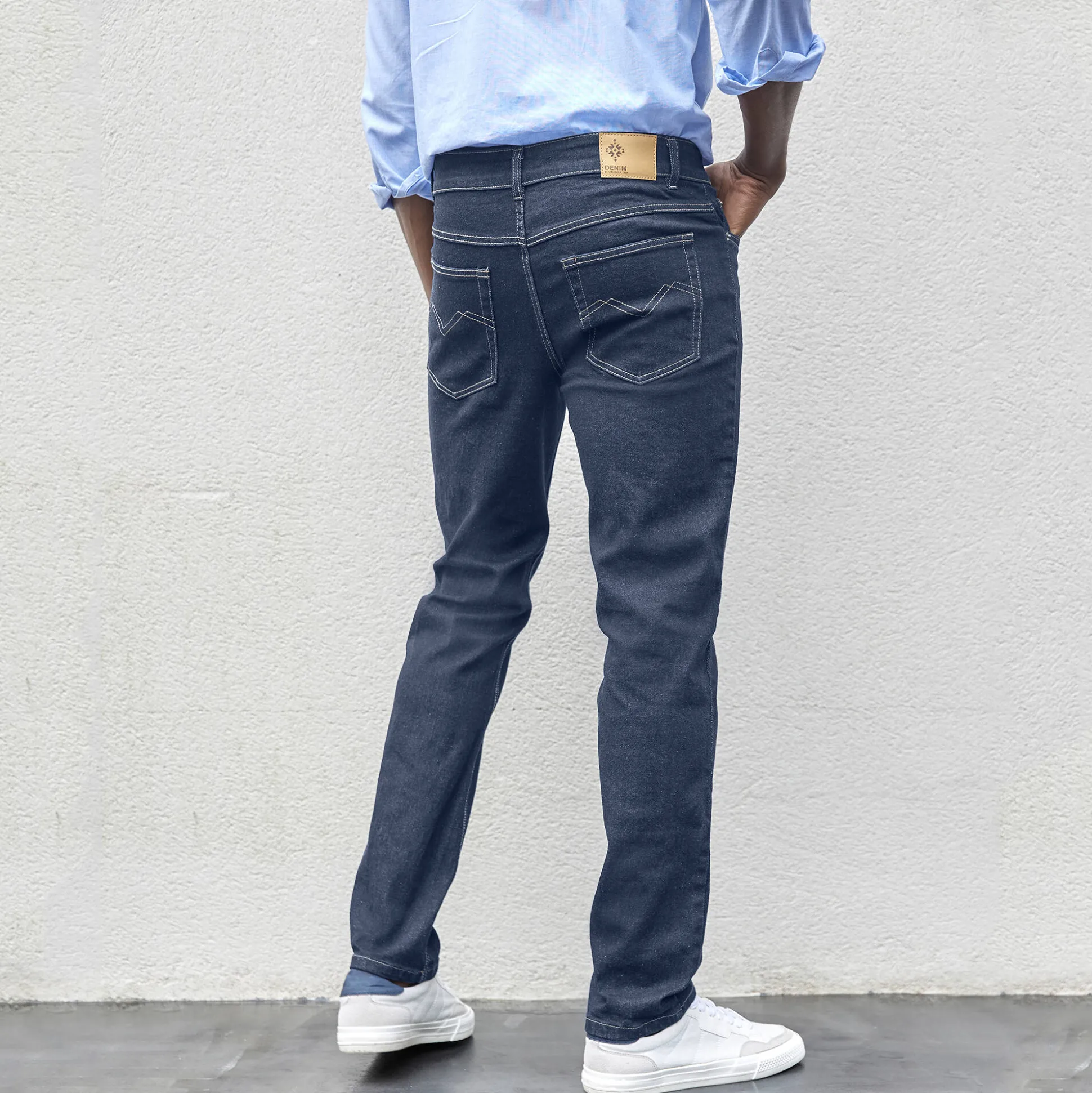 Jeans met 5 zakken in rekbaar katoen - binnenpijplengte 82 cm
