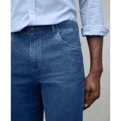 Jeans met elastische taille - binnenpijpl. 82 cm