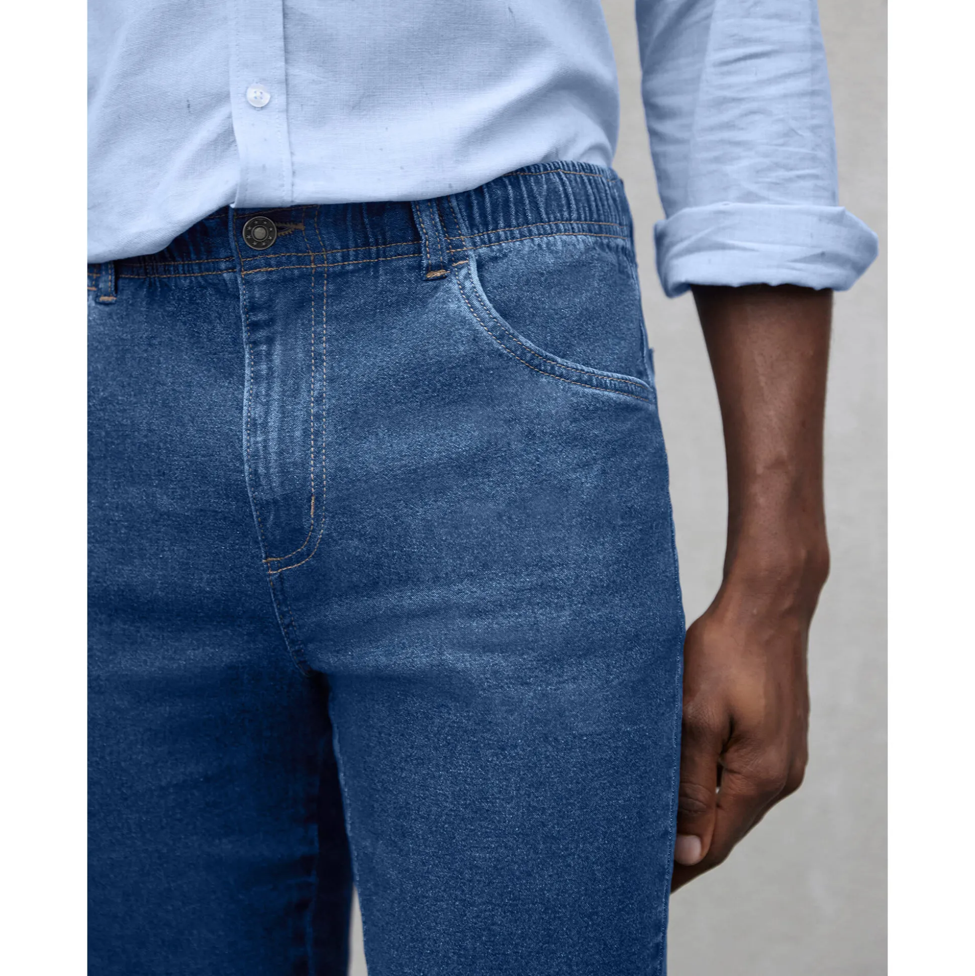 Jeans met elastische taille - binnenpijpl. 82 cm