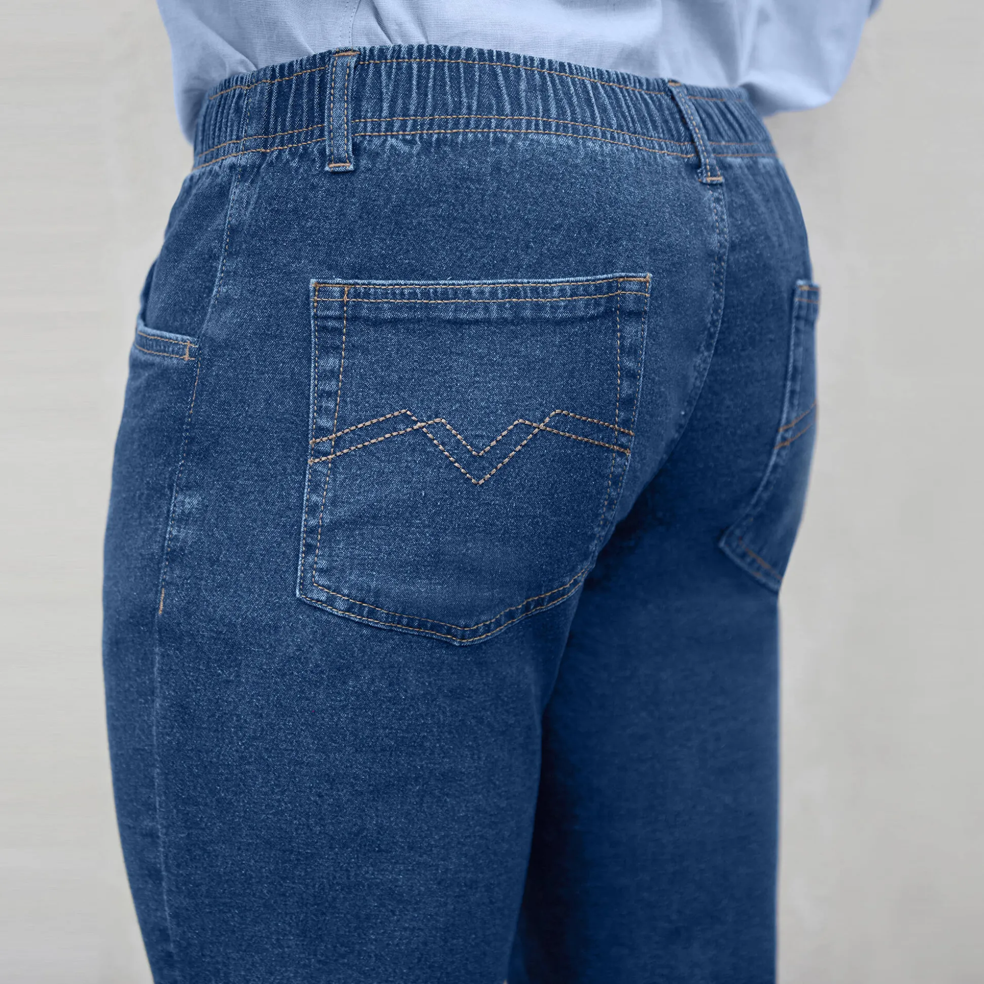 Jeans met elastische taille - binnenpijpl. 82 cm