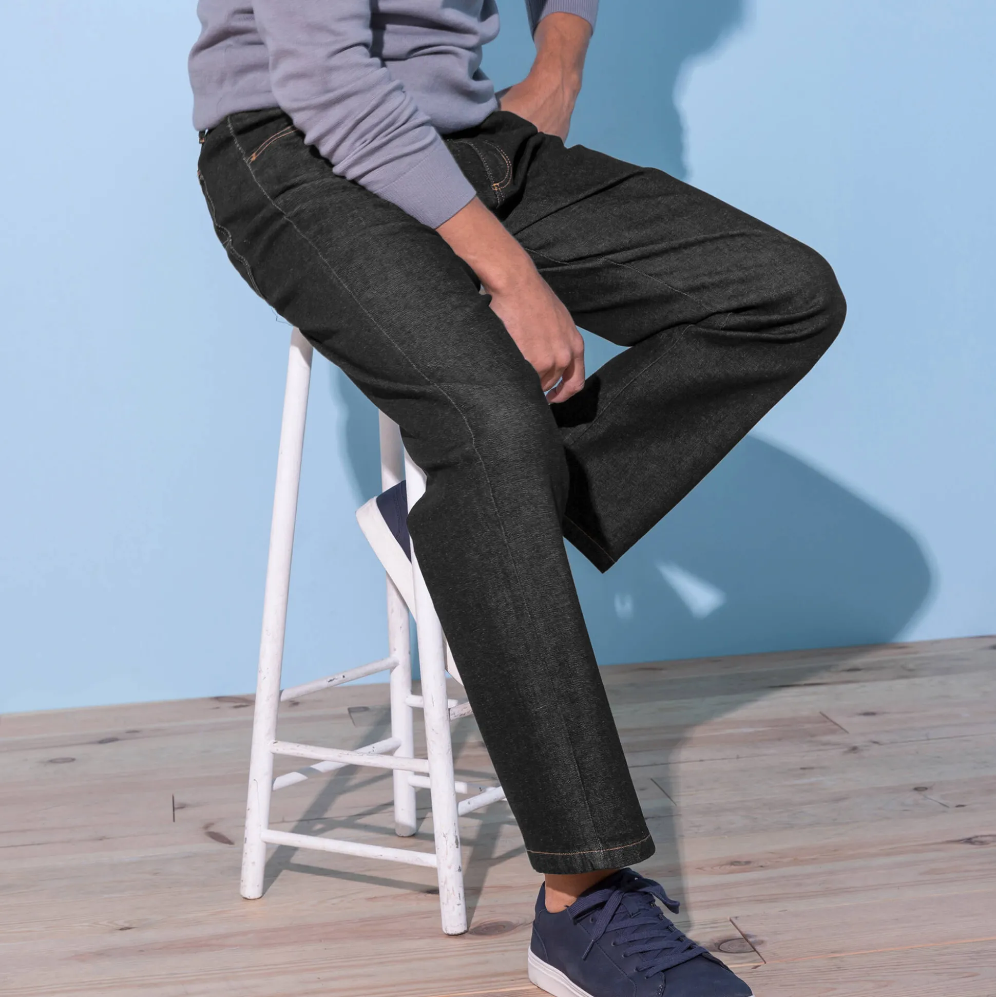 Jeans met elastische taille - binnenpijpl. 72 cm