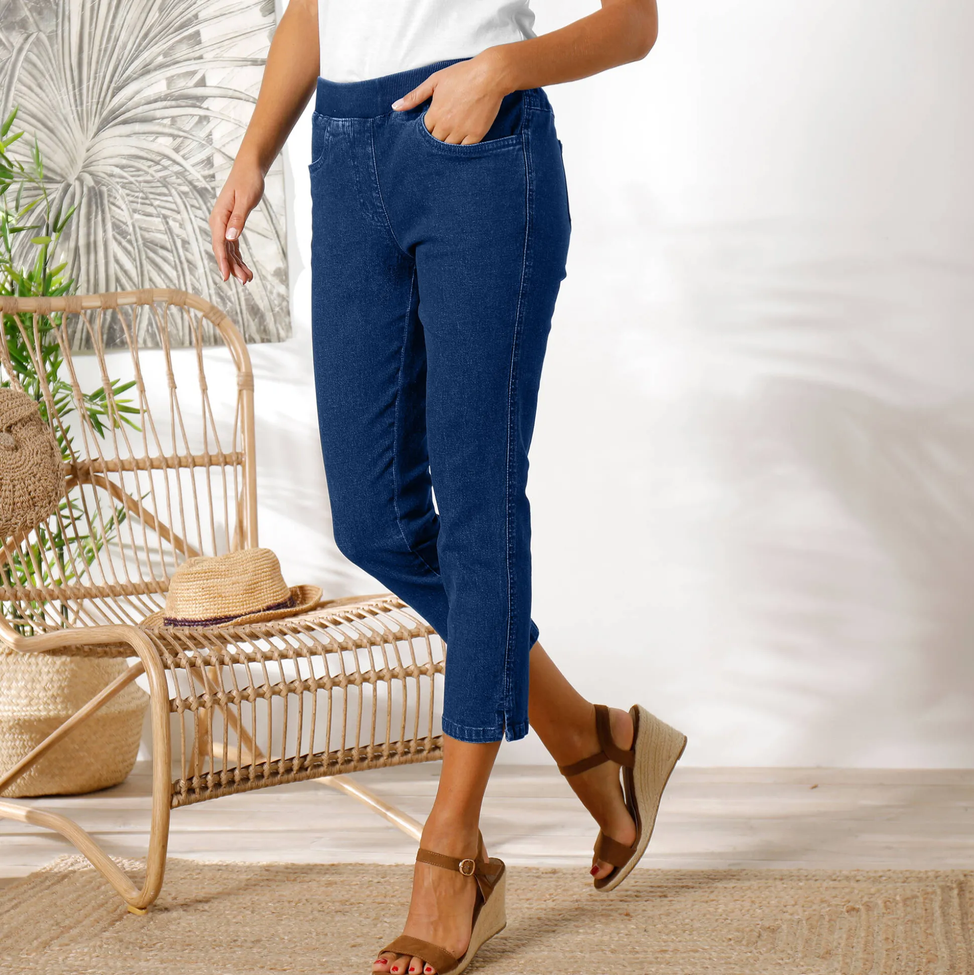 3/4-jeans met elastische taille