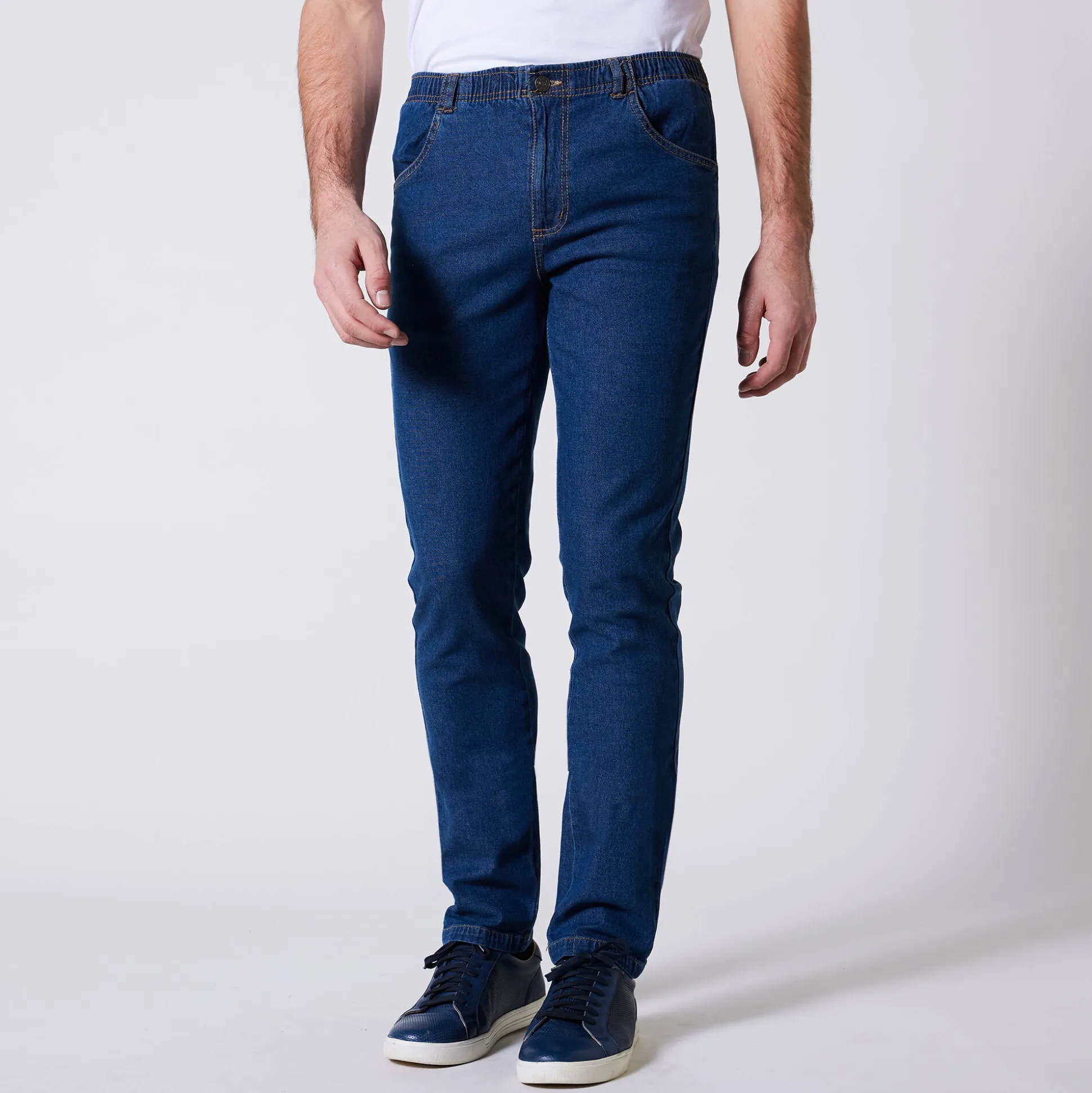 Jeans met elastische taille - binnenpijpl. 72 cm