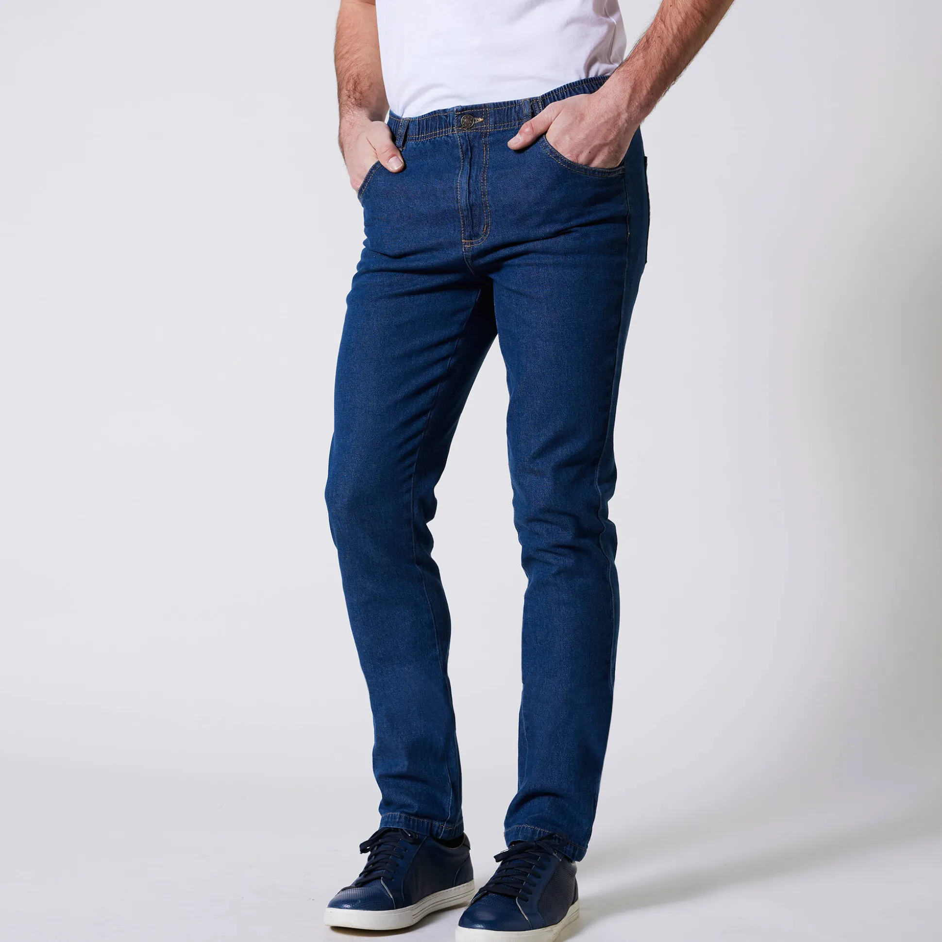 Jeans met elastische taille - binnenpijpl. 72 cm