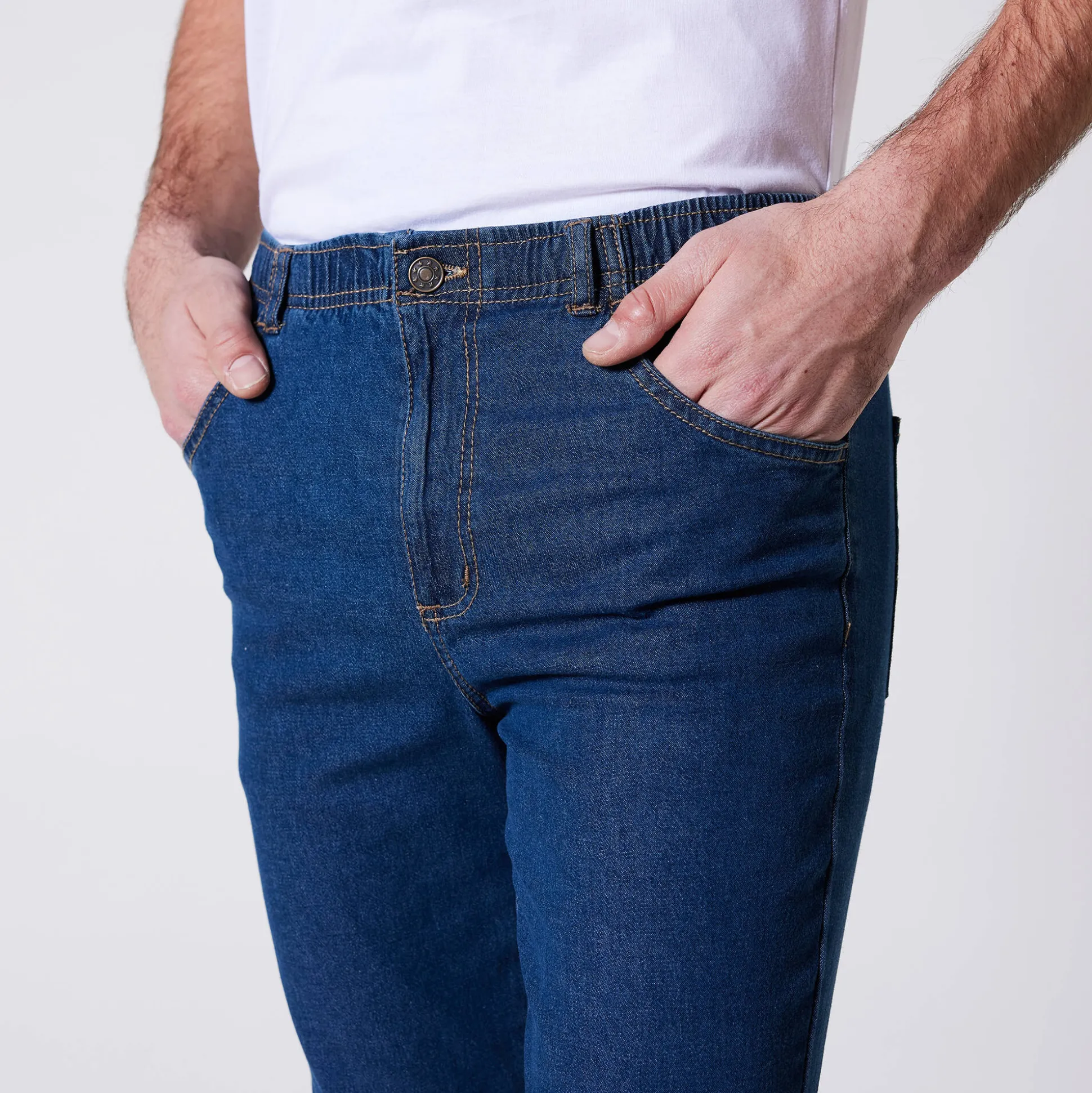 Jeans met elastische taille - binnenpijpl. 72 cm