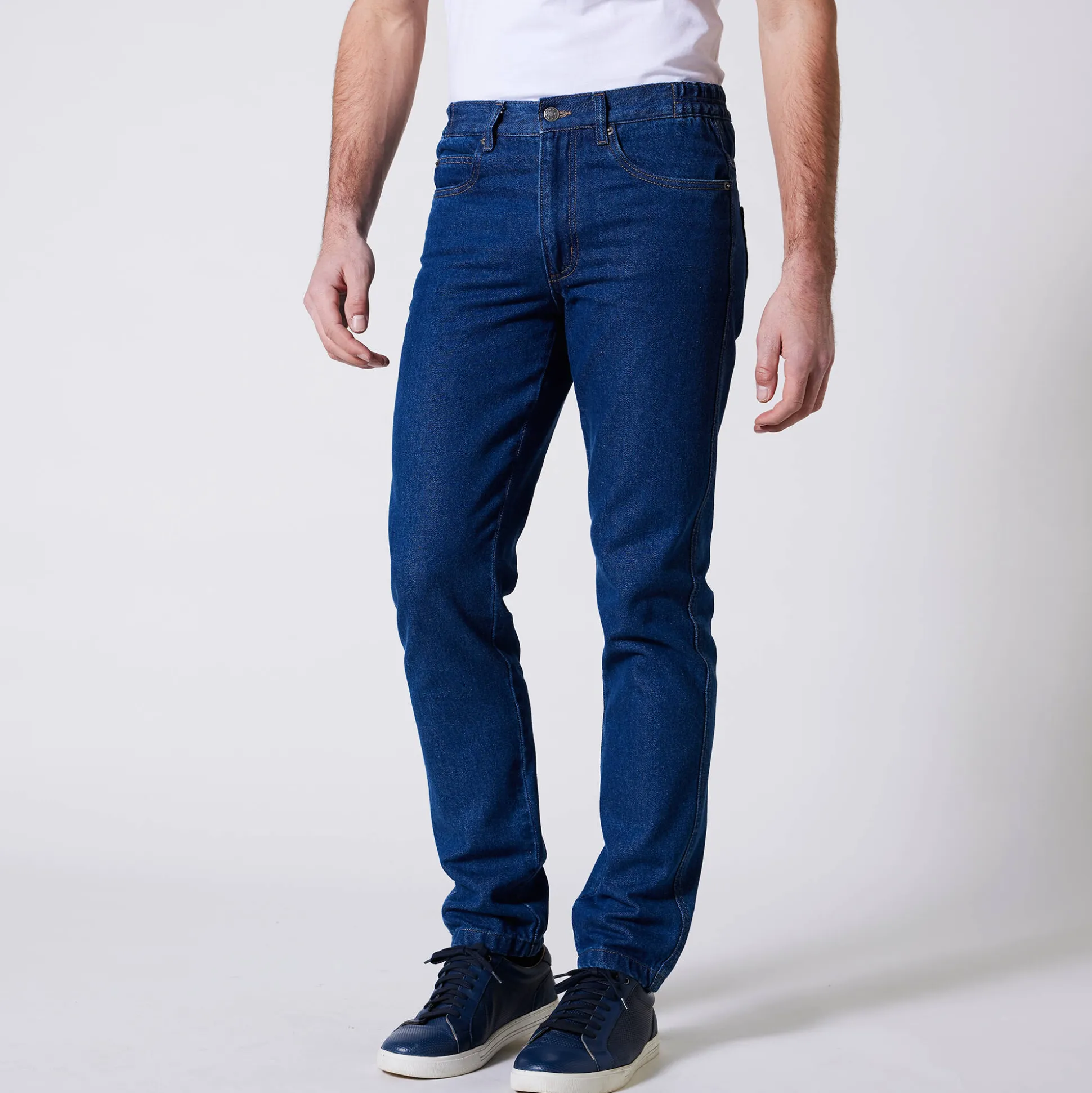 Jeans met elastische tailleband opzij - binnenpijplengte 72 cm