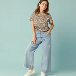 Jeans met hoge taille, voor Kleine Lengtes, binnenpijplengte 60 cm, ruim 7/8-model