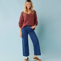 Jeans met hoge taille, voor Kleine Lengtes, binnenpijplengte 65 cm, ruim 7/8-model