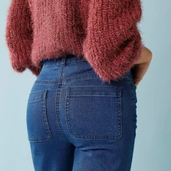 Jeans met hoge taille, voor Kleine Lengtes, binnenpijplengte 65 cm, ruim 7/8-model