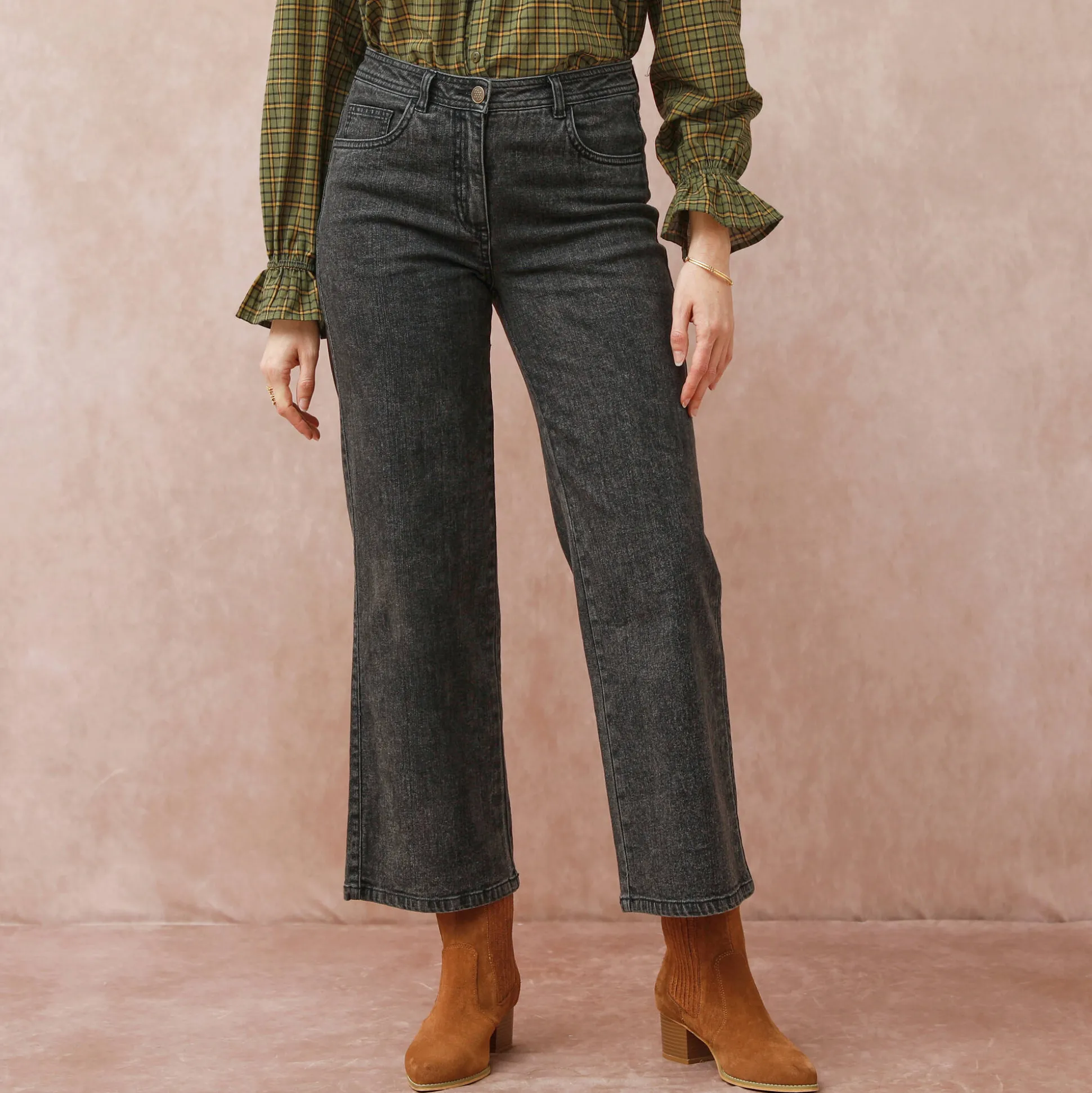 Jeans met wijde pijpen, 5 zakken