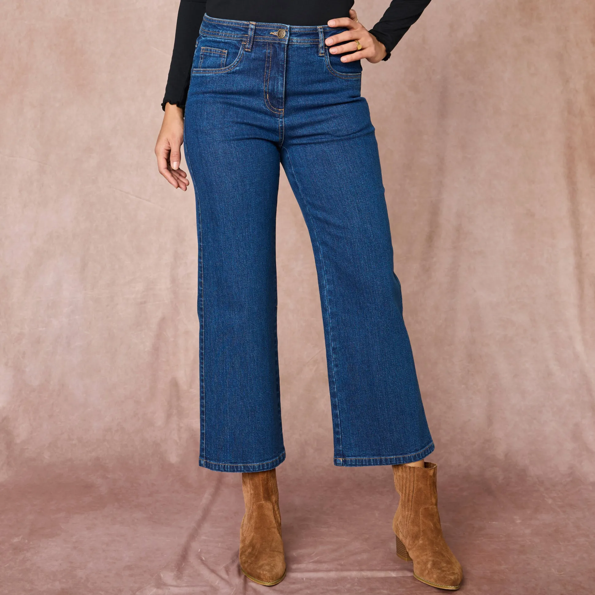 Jeans met wijde pijpen, 5 zakken