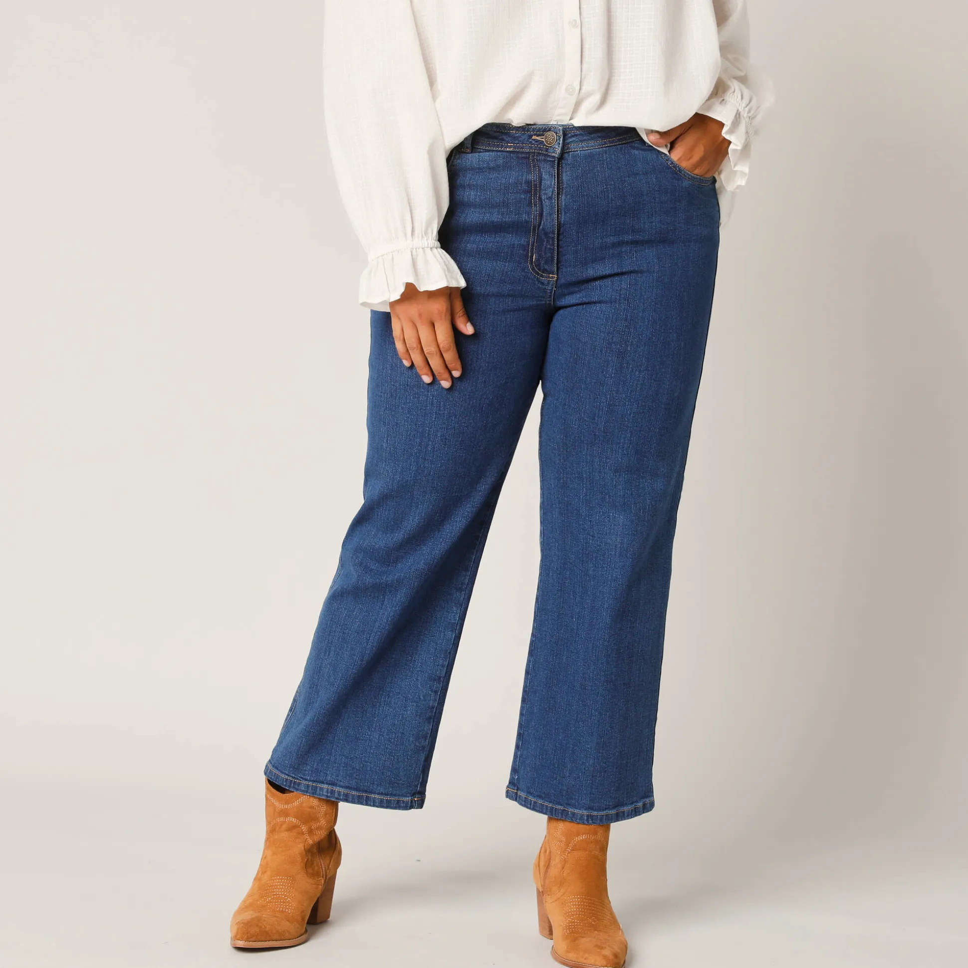 Jeans met wijde pijpen, 5 zakken