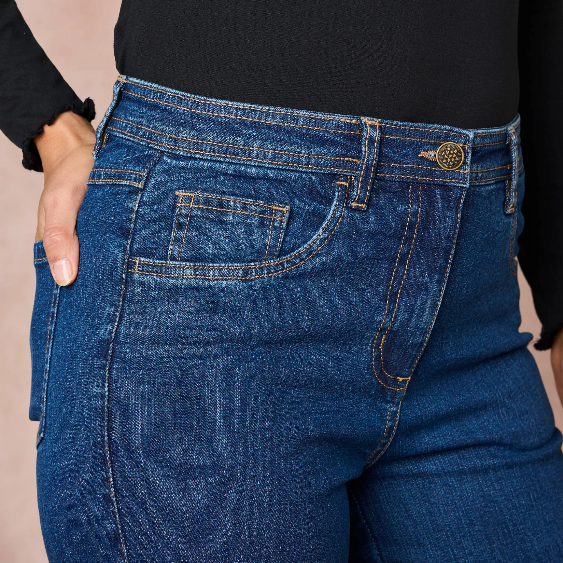 Jeans met wijde pijpen, 5 zakken